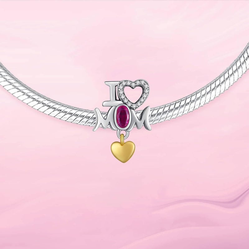 VALGACLS Mom Wife Daughter Love Heart Wedding Rings Charms 925 Sterling Silver Charms for Bracelets Necklace Valentine's Day Mother's Day Jewelry Charm for Women - Image 1